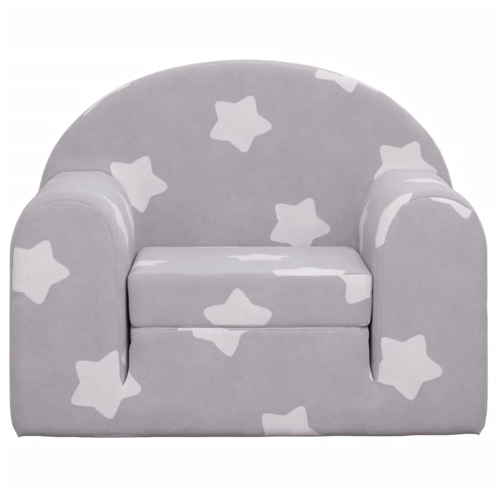 Vaikiška sofa-lova, pilka, minkštas pliušas, su žvaigždėmis