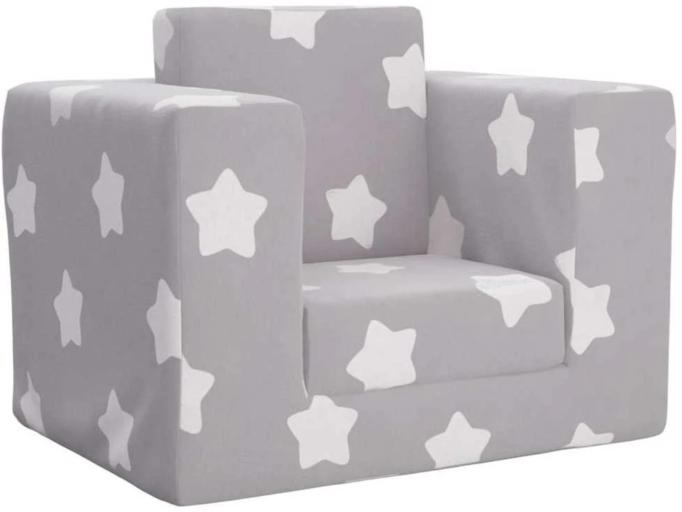 Vaikiška sofa-lova, pilka, minkštas pliušas, su žvaigždėmis