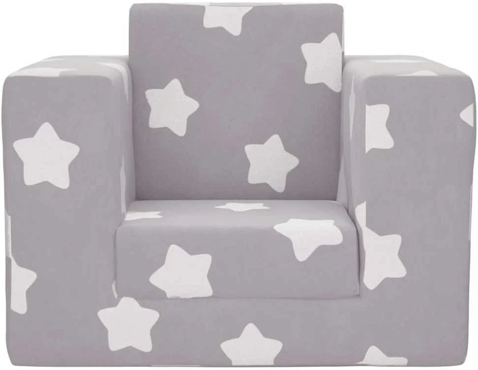 Vaikiška sofa-lova, pilka, minkštas pliušas, su žvaigždėmis