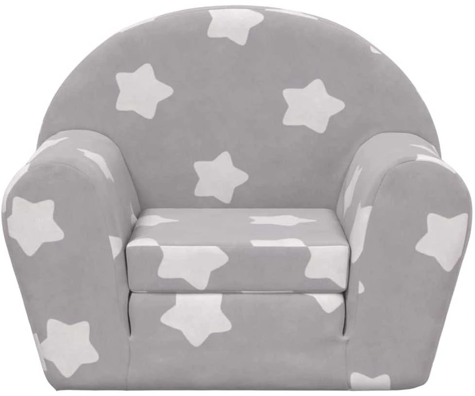 Vaikiška sofa-lova, pilka, minkštas pliušas, su žvaigždėmis