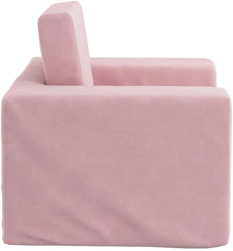 Vaikiška sofa-lova, rožinės spalvos, minkštas pliušas
