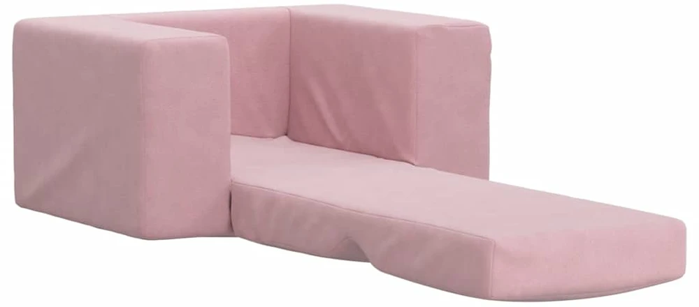 Vaikiška sofa-lova, rožinės spalvos, minkštas pliušas