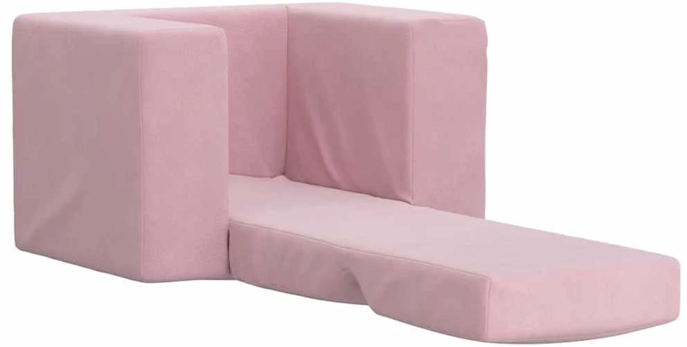 Vaikiška sofa-lova, rožinės spalvos, minkštas pliušas