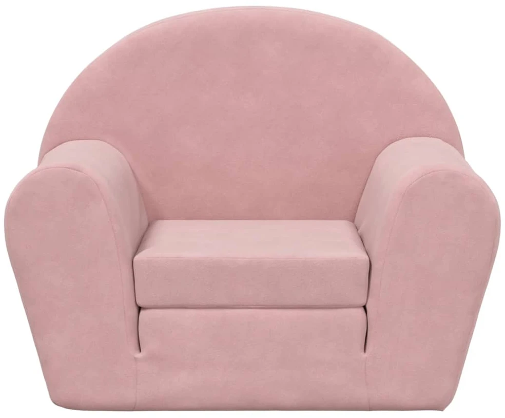 Vaikiška sofa-lova, rožinės spalvos, minkštas pliušas