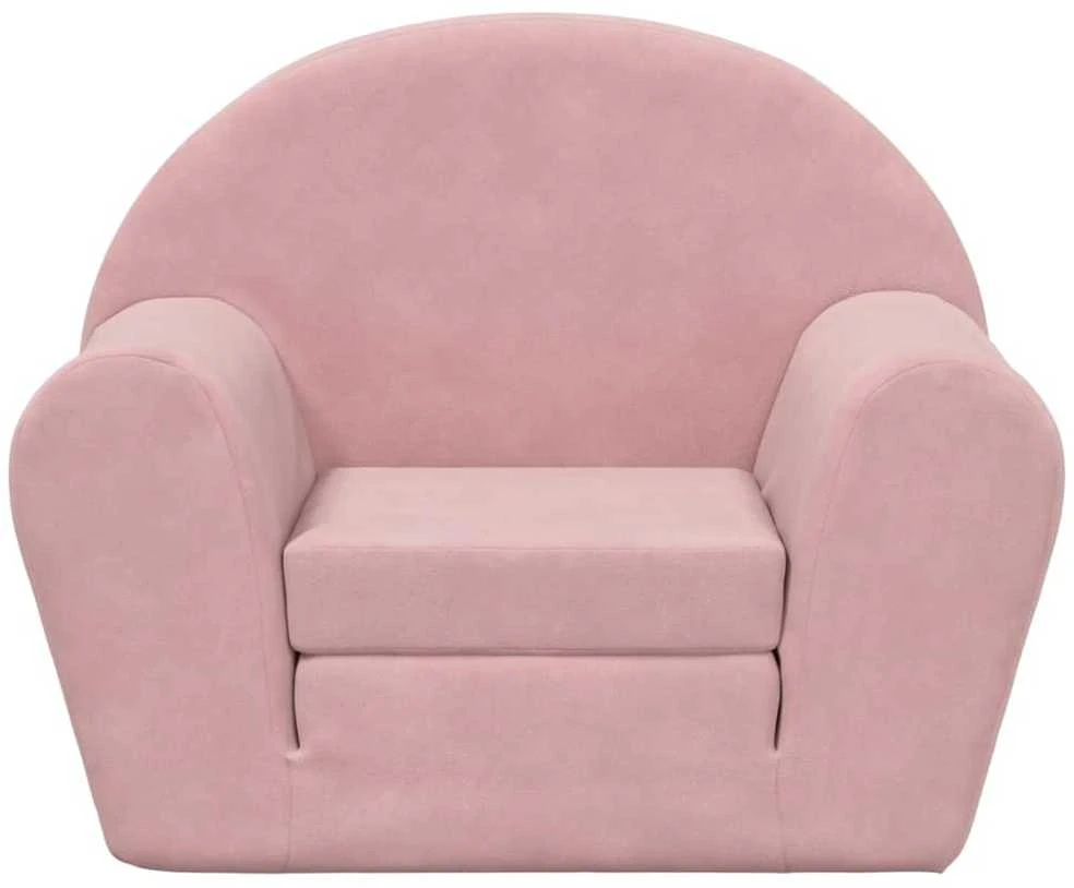 Vaikiška sofa-lova, rožinės spalvos, minkštas pliušas