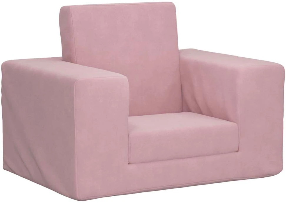 Vaikiška sofa-lova, rožinės spalvos, minkštas pliušas