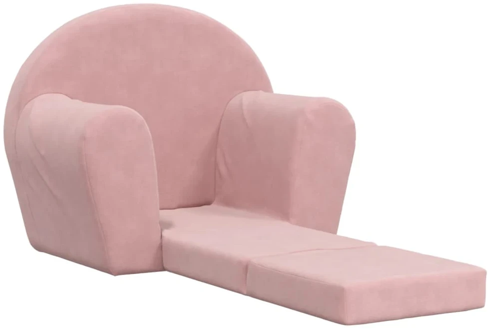 Vaikiška sofa-lova, rožinės spalvos, minkštas pliušas