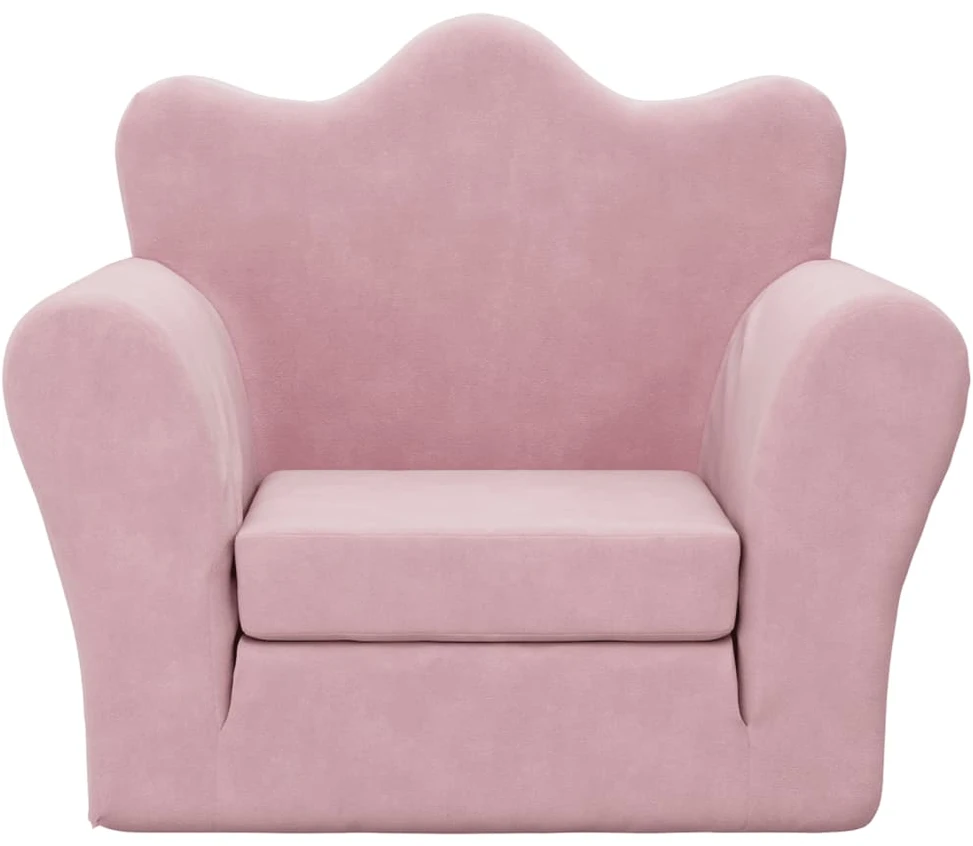 Vaikiška sofa-lova, rožinės spalvos, minkštas pliušas
