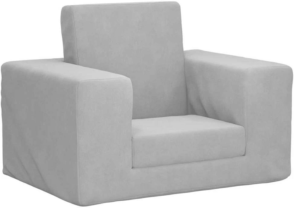 Vaikiška sofa-lova, šviesiai pilkos spalvos, minkštas pliušas
