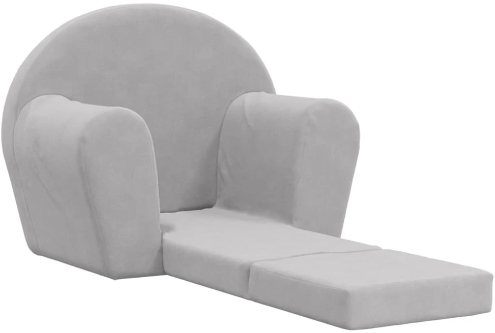 Vaikiška sofa-lova, šviesiai pilkos spalvos, minkštas pliušas