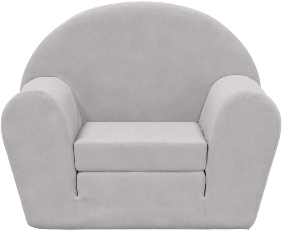 Vaikiška sofa-lova, šviesiai pilkos spalvos, minkštas pliušas