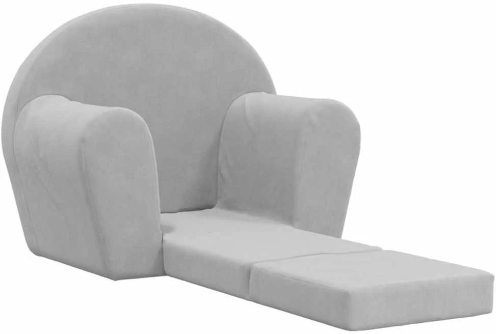 Vaikiška sofa-lova, šviesiai pilkos spalvos, minkštas pliušas