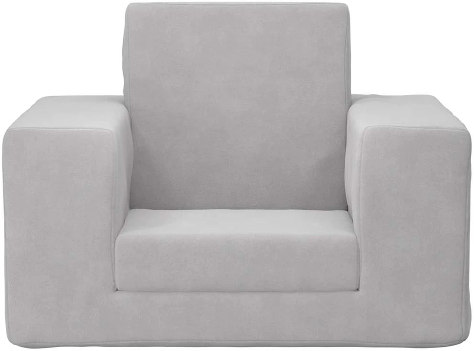 Vaikiška sofa-lova, šviesiai pilkos spalvos, minkštas pliušas