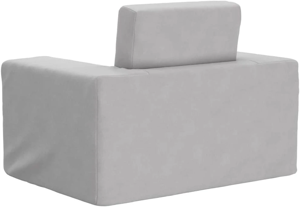 Vaikiška sofa-lova, šviesiai pilkos spalvos, minkštas pliušas