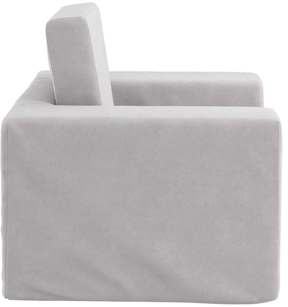 Vaikiška sofa-lova, šviesiai pilkos spalvos, minkštas pliušas