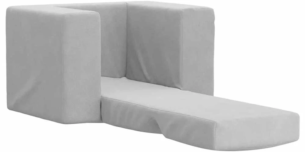 Vaikiška sofa-lova, šviesiai pilkos spalvos, minkštas pliušas