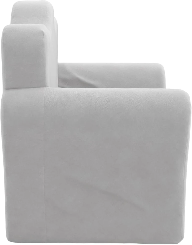 Vaikiška sofa-lova, šviesiai pilkos spalvos, minkštas pliušas