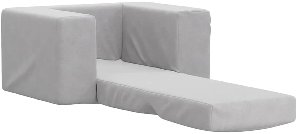 Vaikiška sofa-lova, šviesiai pilkos spalvos, minkštas pliušas