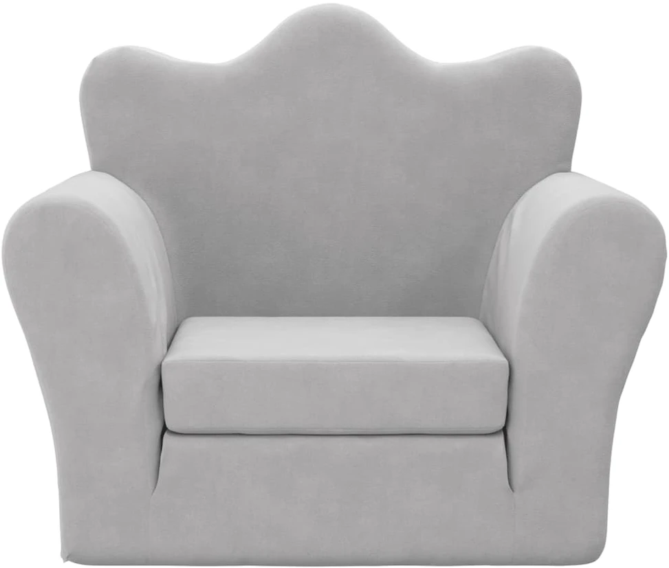 Vaikiška sofa-lova, šviesiai pilkos spalvos, minkštas pliušas