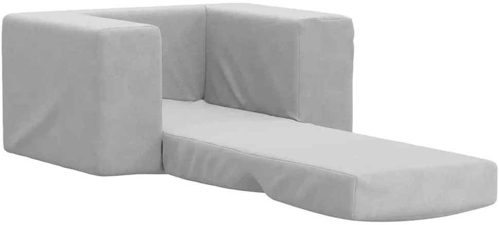 Vaikiška sofa-lova, šviesiai pilkos spalvos, minkštas pliušas