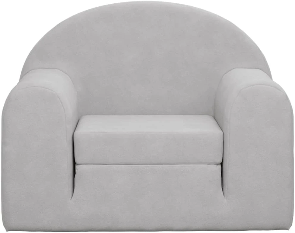 Vaikiška sofa-lova, šviesiai pilkos spalvos, minkštas pliušas