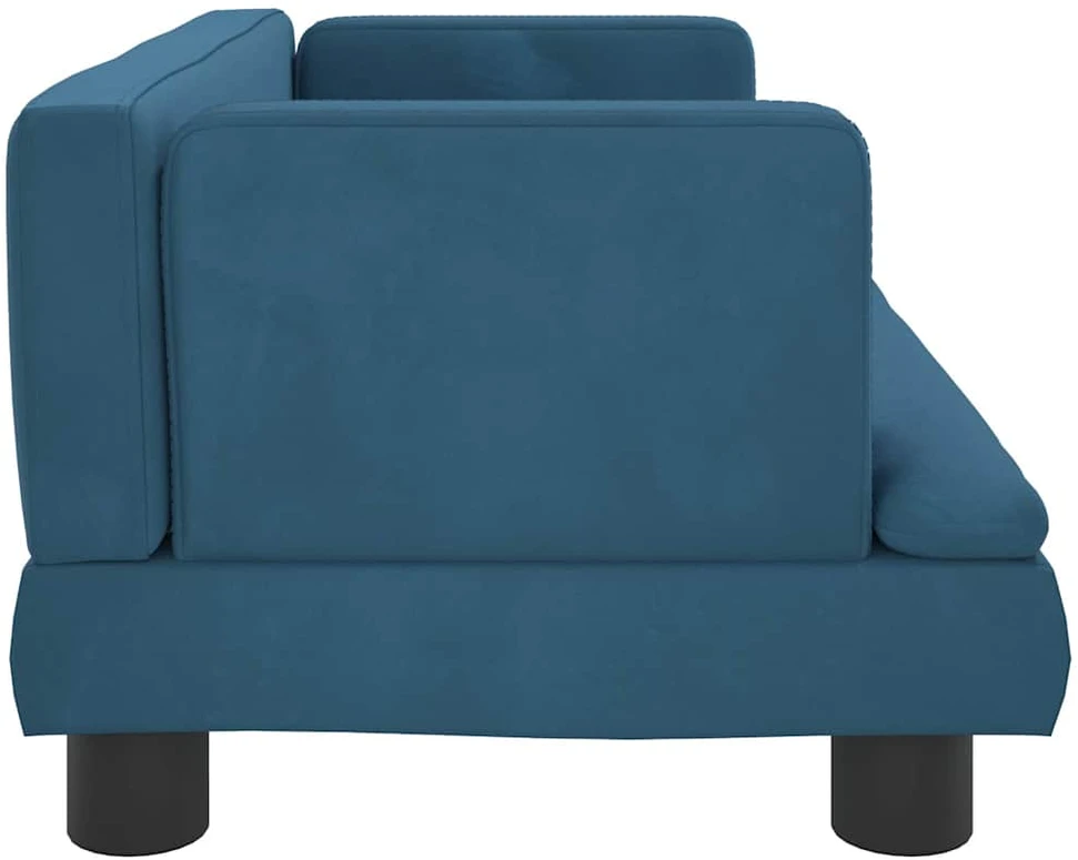 Vaikiška sofa, mėlynos spalvos, 60x40x30cm, aksomas