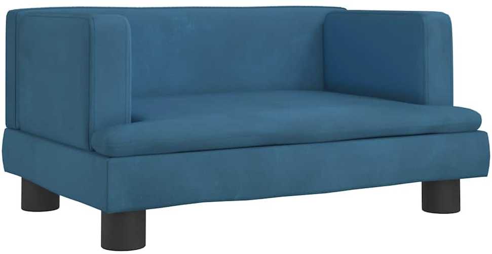 Vaikiška sofa, mėlynos spalvos, 60x40x30cm, aksomas