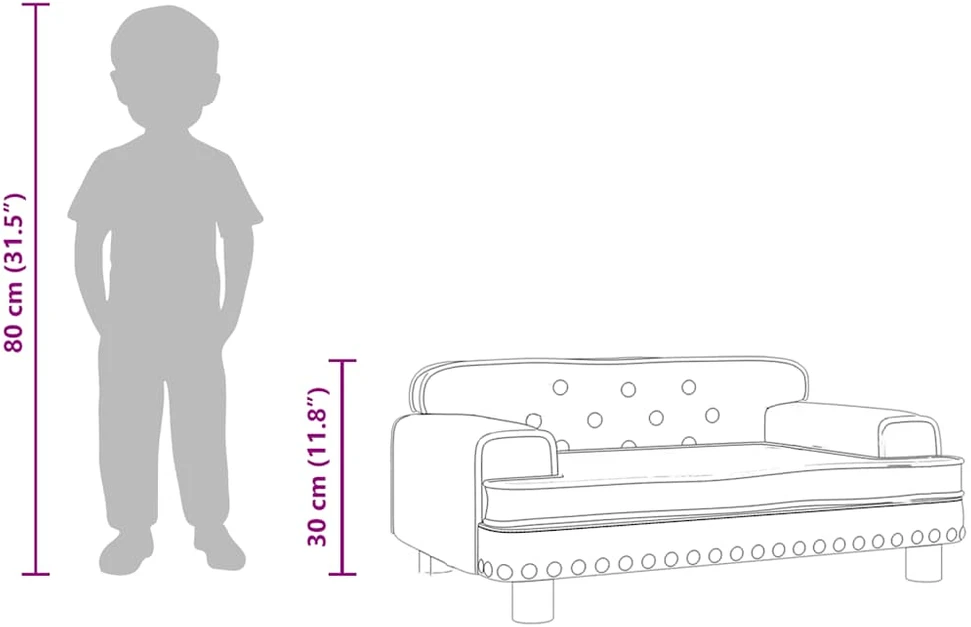 Vaikiška sofa, mėlynos spalvos, 70x45x30cm, aksomas