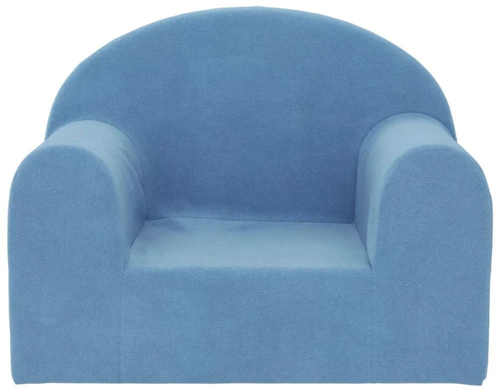 Vaikiška sofa, mėlynos spalvos, minkštas pliušas