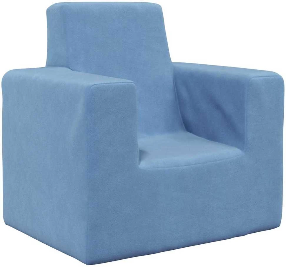 Vaikiška sofa, mėlynos spalvos, minkštas pliušas