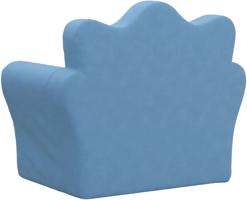 Vaikiška sofa, mėlynos spalvos, minkštas pliušas
