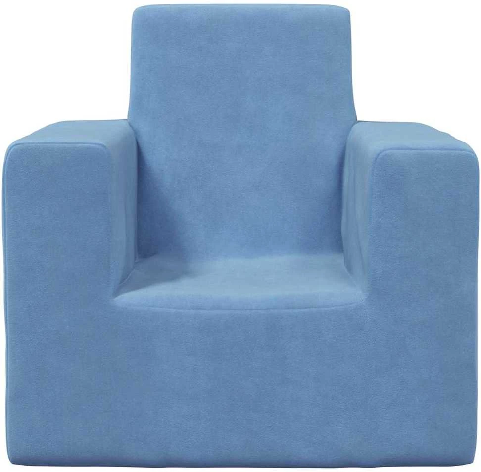 Vaikiška sofa, mėlynos spalvos, minkštas pliušas