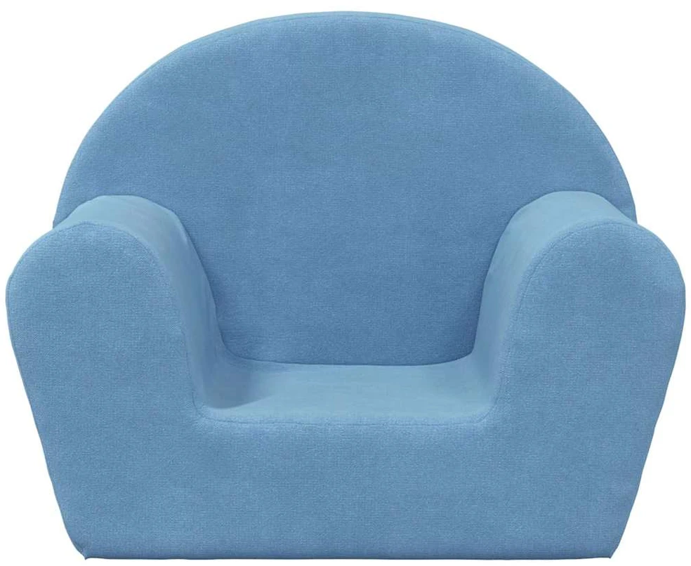Vaikiška sofa, mėlynos spalvos, minkštas pliušas