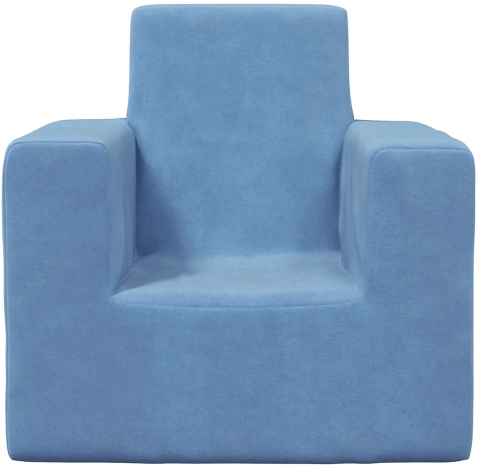 Vaikiška sofa, mėlynos spalvos, minkštas pliušas