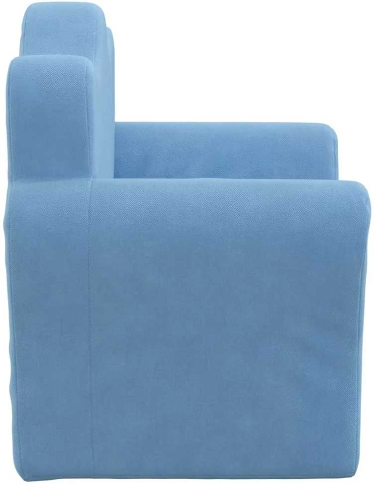 Vaikiška sofa, mėlynos spalvos, minkštas pliušas