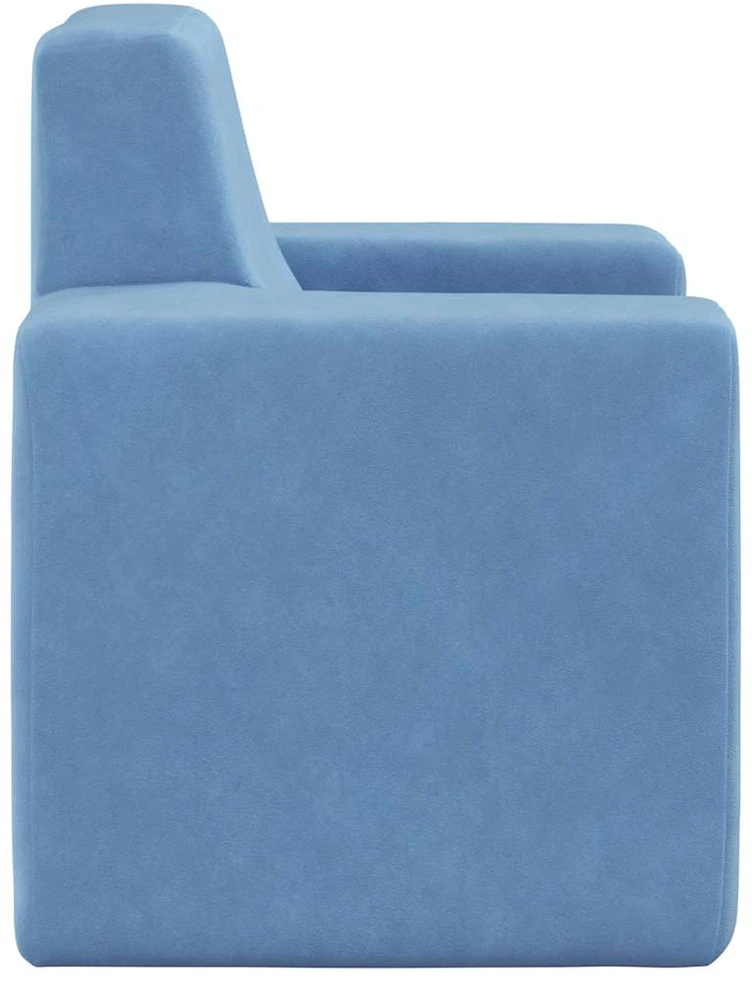 Vaikiška sofa, mėlynos spalvos, minkštas pliušas