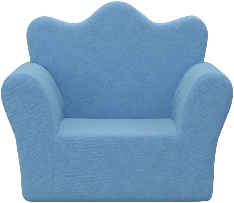 Vaikiška sofa, mėlynos spalvos, minkštas pliušas