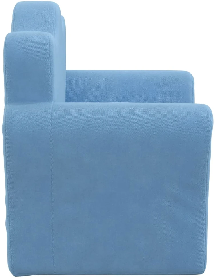 Vaikiška sofa, mėlynos spalvos, minkštas pliušas