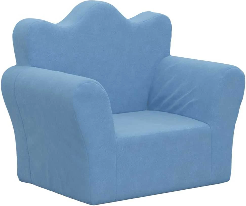 Vaikiška sofa, mėlynos spalvos, minkštas pliušas