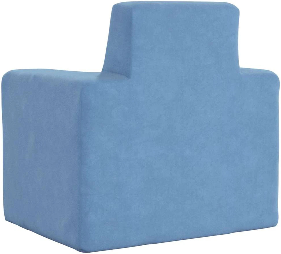 Vaikiška sofa, mėlynos spalvos, minkštas pliušas