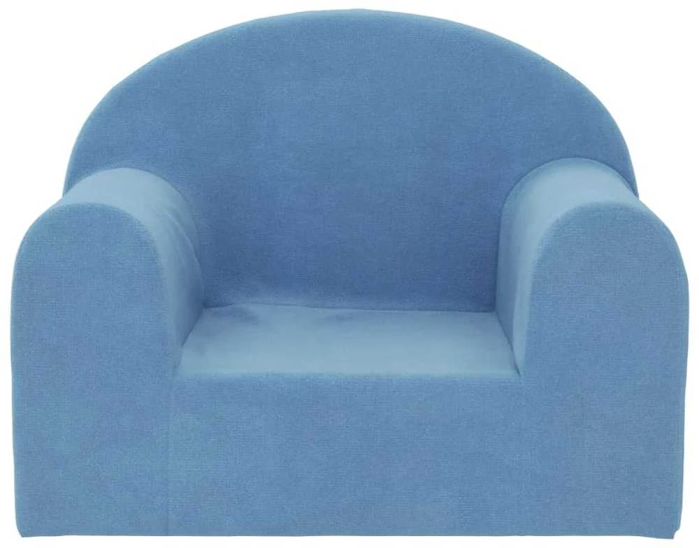 Vaikiška sofa, mėlynos spalvos, minkštas pliušas