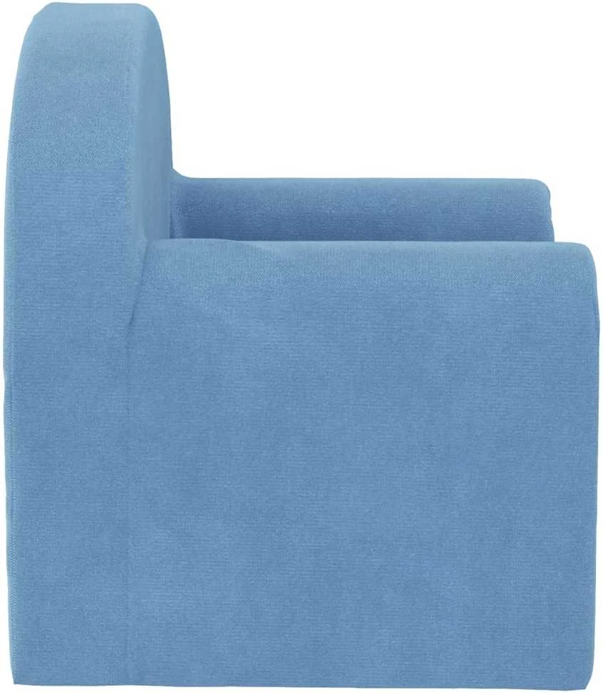 Vaikiška sofa, mėlynos spalvos, minkštas pliušas