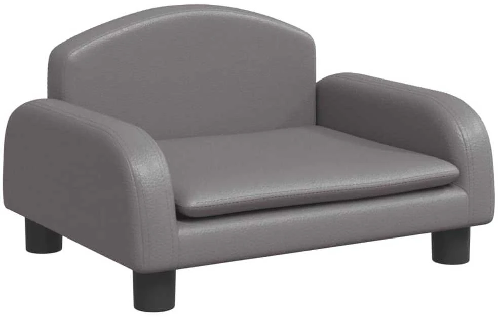Vaikiška sofa, pilkos spalvos, 50x40x30 cm, dirbtinė oda