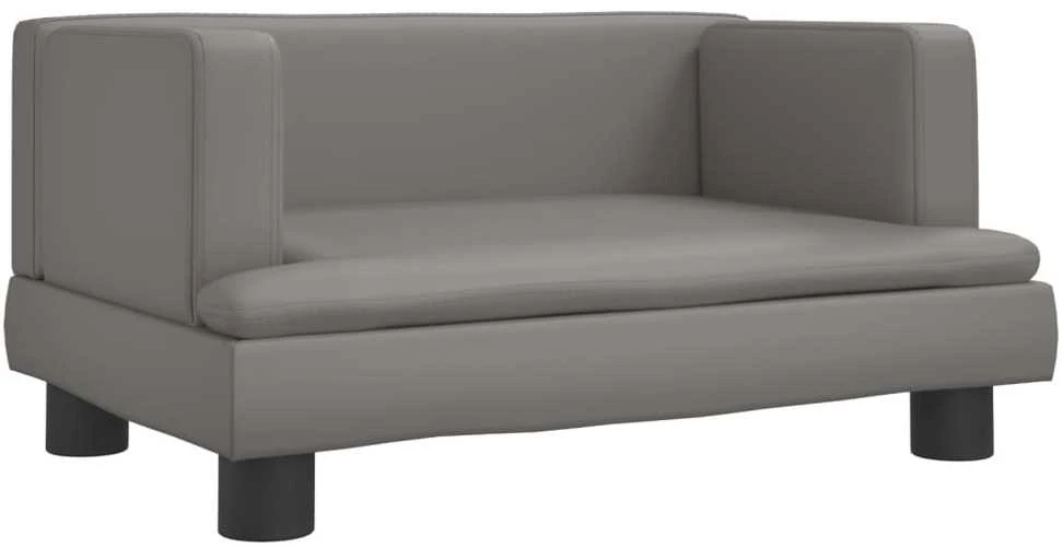 Vaikiška sofa, pilkos spalvos, 60x40x30cm, dirbtinė oda