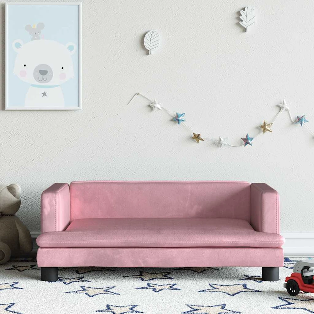 Vaikiška sofa, rožinės spalvos, 80x45x30cm, aksomas