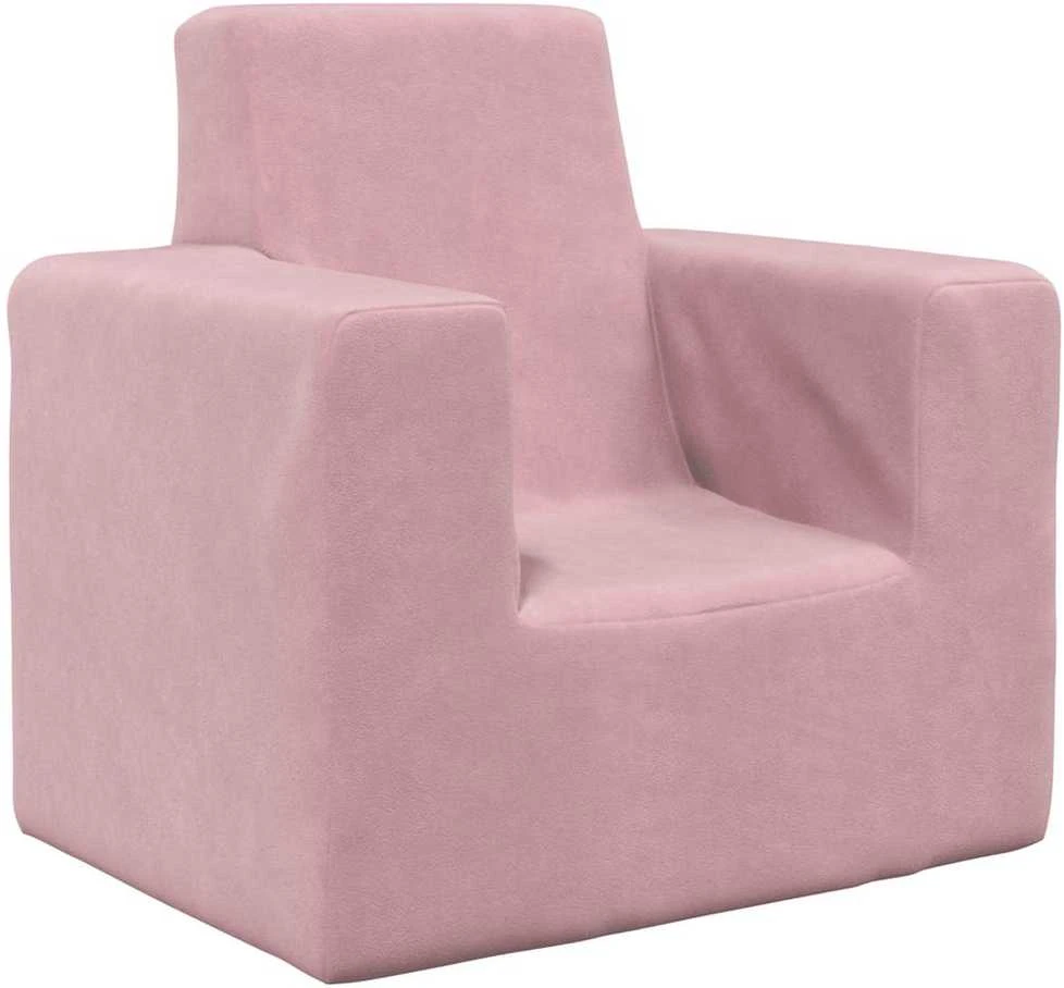 Vaikiška sofa, rožinės spalvos, minkštas pliušas