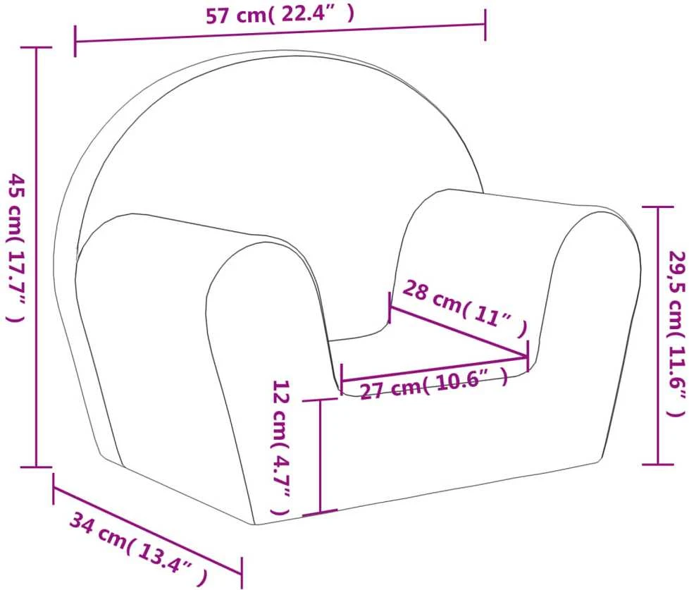 Vaikiška sofa, rožinės spalvos, minkštas pliušas