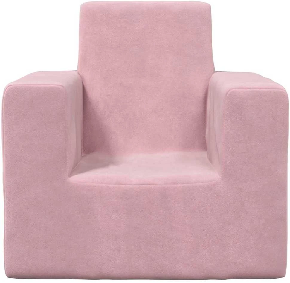 Vaikiška sofa, rožinės spalvos, minkštas pliušas