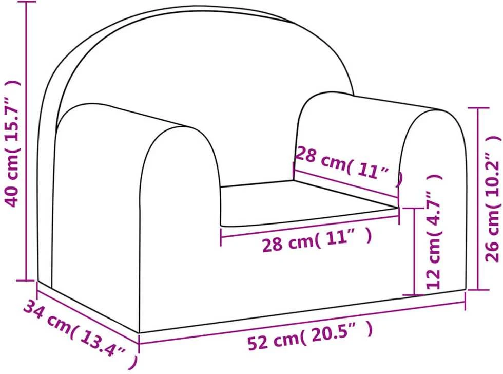 Vaikiška sofa, rožinės spalvos, minkštas pliušas