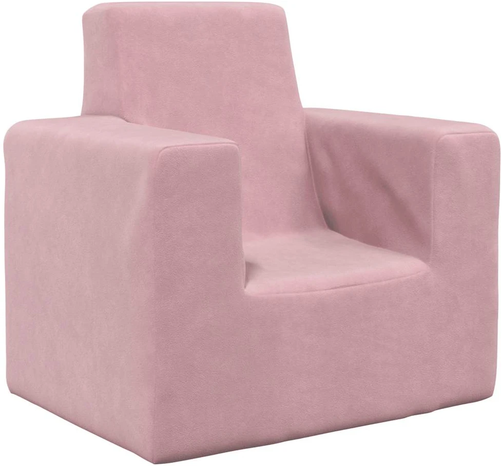 Vaikiška sofa, rožinės spalvos, minkštas pliušas